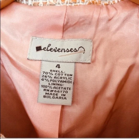 Rare Anthropologie Elevenses Orange Tweed Jacket Vintage-Look Size 4